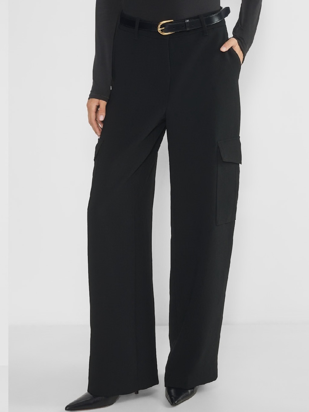 Aritzia Wilfred Bridger Cargo Pant Wide-Leg Trouser In Black Sz 12 Style 113319 - Picture 3 of 16